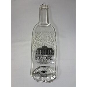 Vtg Belvedere Vodka Slumped Glass Bottle Tray Upcycled‎ Melted Serving Dish MCM